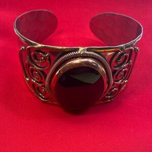 Handmade Onyx Mixed Metal Cuff Bracelet